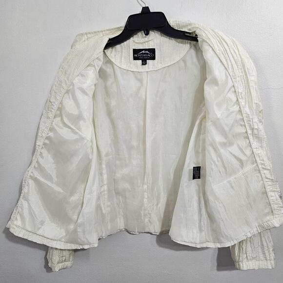 Montanaco Cream Funky Crinkle Zip-Up Pocketed Jacket Size Large - Picture 4 of 8
